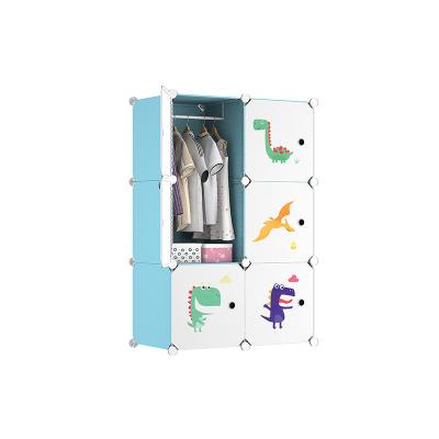 China Living Room Children Clothes Storage Organizer Cartoon Baby Baby Kid Combination Plastic Simple Cloth Wardrobe for sale