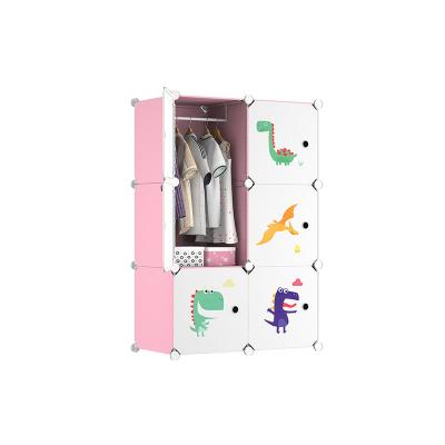 China Living Room Children's Wardrobe Plastic Shelf Clothes Storage Kids Cabinet for sale