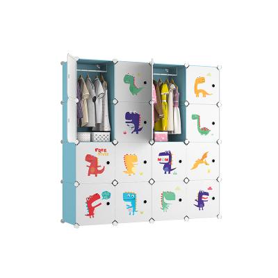 China Living Room Portable Kids Wardrobe Baby Dresser Children Bedroom Armoire Clothes Closet with Animal Stickers Plastic Wardrobe Storage for sale