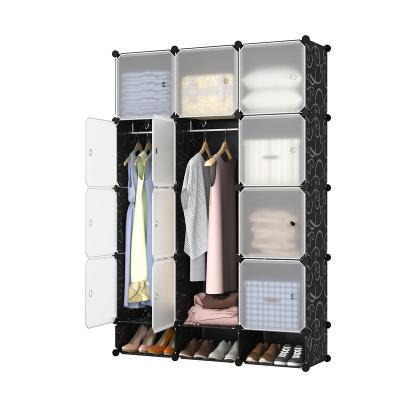 China Living Room Simple Assembly DIY 12 Cube Foldable Bedroom Plastic Wardrobe Portable Combination Storage Cabinet for sale