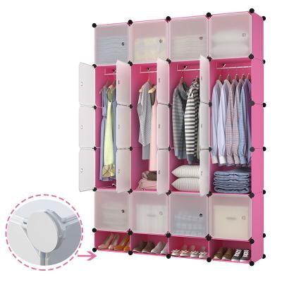 China Living Room 20 Cubes Plastic Clothes Storage Cabinet Adjustable Closet Armoire Pp Multi Layer Portable Wardrobe for sale