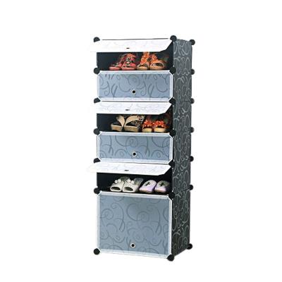 China Behind Doors/On Walls Portable Compact Vertical Plastic Shoe Rack Shelf Black for sale