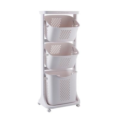 China Sustainable Plastic Rolling Laundry Basket for Bathroom, Kitchen & Laundry Room, Vertical Slim Tall Laundry Sorter Hamper with Wheels for sale