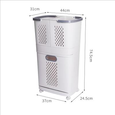 China Sustainable Clothes Hampers for Laundry Plastic Sorting Laundry Basket Household Multi-Layer Dirty Clothes Basket with Wheels Storage Basket for sale