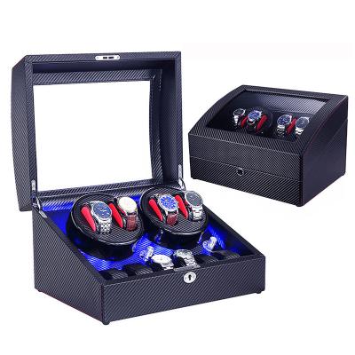 China 4+6 Watch Winder Automatic Watch Winder For 4 Watches With 6 Soft Flexible Watch Stands Luxury Storage Case for sale