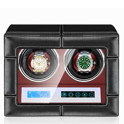 China Super Quiet Engine Luxury Watch Winder With Mabuchi Quiet Japanese Engine Microfiber Leather Acrylic Sheet Black And Maserati Red for sale