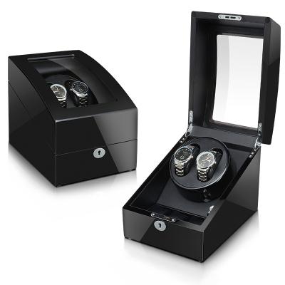 China Soft Watch Winder+ Super Quiet 3 Motor Double Leather Watch Seats Automatic LED Watches Winding Box for sale