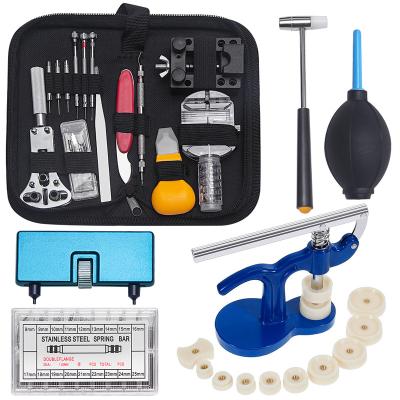 China Wholesale Multifunctional 406 PCs Stainless + Plastic Watch Repair Tool Kit with Watch Case Closer and Dust Blower for sale