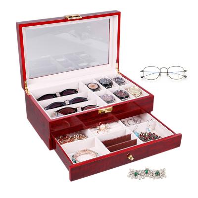 China Luxury Large Size Handmade Double Layer 15 Slot 17 Slot Style Fashion Watch Jewelry Monocle Storage Box Case With Pillow For Unisex for sale