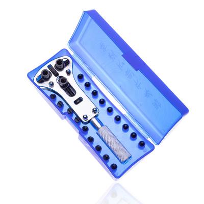 China Small Three-claw Adjustable Adjustable Screw Watch Back Case Key Opener Remover Repair Tool With Plastic Box for sale