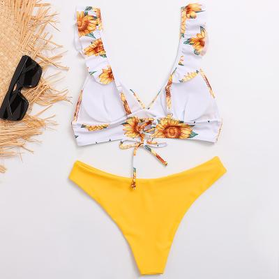 China Breathable Custom Swimwear Beach Wear Sexy Print Bikini Set Women 2 Piece Swimsuit for sale