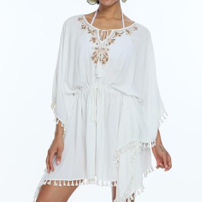 China 2022 Breathable Beach Swimwear Women's White Lace Cover Up Beach Dress Beach Wear Cover Up for sale