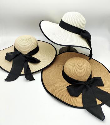 China Wholesale Women Beach Wide Brim Beach Hat Bowknot Summer Sun Hat Straw Hat OEM for sale