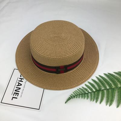 China Custom Beach Panama Shape Summer Sun Hat White Paper Straw Hats For Women Lady Outdoor Beach Daily Party Fashion for sale