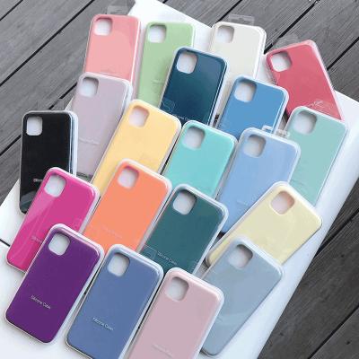 China Shockproof For Apple iPhone 12 Silicone Case With Customized Logo Silicon Back Cover Liquid Silicone Cover Microfiber For iPhone 11 SE 13 for sale