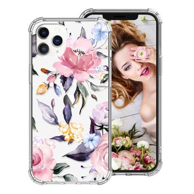 China Shockproof Flower For iphone12 pro Max Case 12 Case For Women Girls Floral Cute Design Clear TPU Hard Plastic Soft Back Bumper Protector for sale