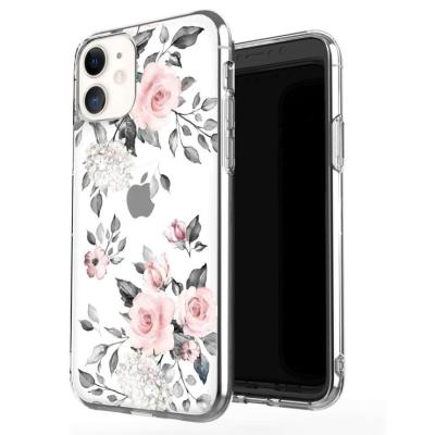 China 6.5 Max Clear Cute Soft Thin Floral Design Silicone Soft Slim Flexible Cover 3D Flower Rose Print Air Cushion Design iphone11 Case Girls Pro for sale