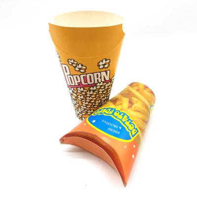 China Disposable takeway french fries cup chip paper cup logo printedround fried popcorn cups for sale