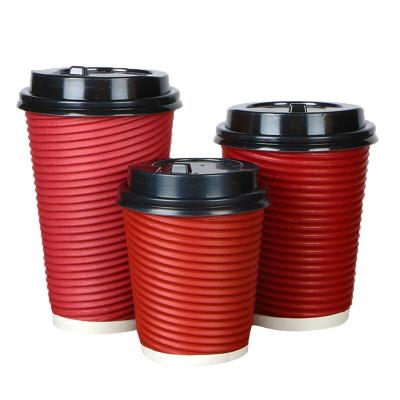 China Wholesale Disposable Paper Coffee Cups Compostable Biodegradable Disposable Ripple Paper Cups Wrapping Paper Pla Paper Cups for sale