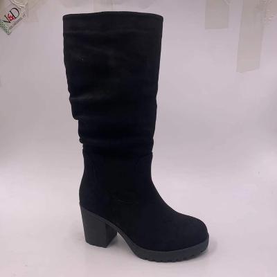 China 2022 new lightweight suede martens heeled winter knee high booties boots women color ladies black boots for sale