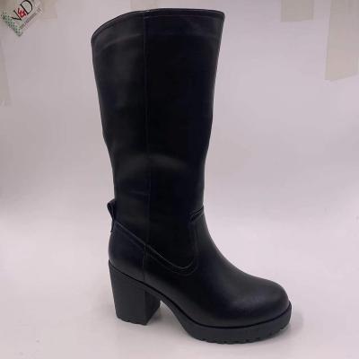 China 2022 new light weight leather martens heeled winter knee high booties boots women color ladies black boots for sale