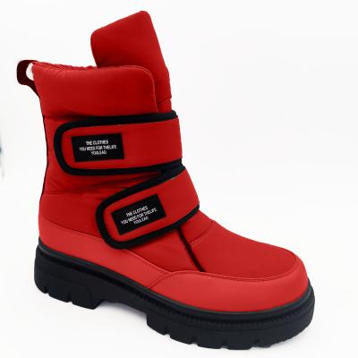 China 2022 new light weight snow martens thick bottom hook&loop women's leather winter boots color customized for sale