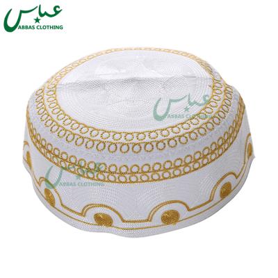 China Character Stock Embroidery Men Muslim Hat Wholesale Islamic Prayer Hat for sale