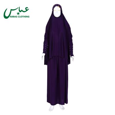 China Casual New Arrival Solid Color With Pearl Islamic Abaya Dubai Fashion Women Modest Clothing for sale