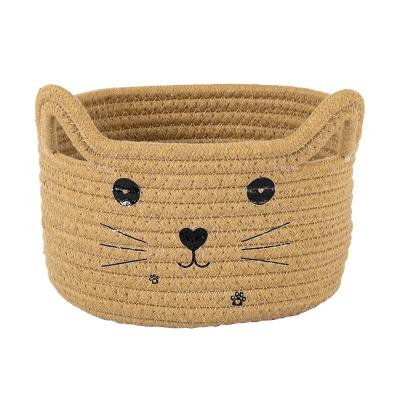 China Washable Japanese Storage Basket Rope Cotton Basket Ear Food Cat Office Sundries Matching Snacks Storage Basket for sale