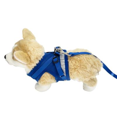 China Wholesale Blue Padded Breathable Reflective Dog Harness Vest With Dog Rope for sale