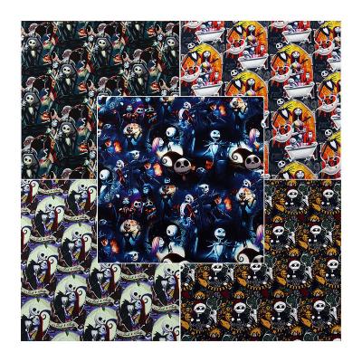 China Cartoon Jack Skellington Nightmare Before Christmas Print 100% Organic Cotton Fabric For Kid Clothes DIY Material Sewing Wholesale Price for sale