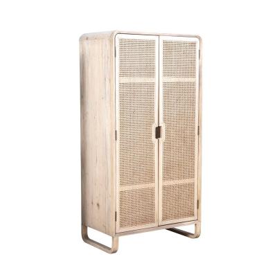 China China Manufacturer Real Oak Tall Rattan Door Antique Bedroom Wardrobe Cabinet for sale