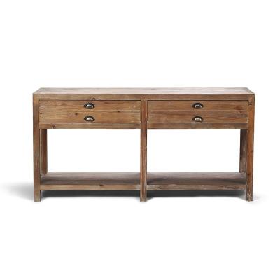 China Factory Price Antique Farmhouse Furniture Distressed Pine 2 Drawers Buffet Console Table for sale