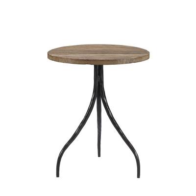 China Antique Natural Elm Side Leg Furniture New Product New Product Natural Elm Side Leg Table Forged Bedside Table for sale