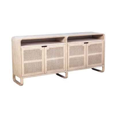 China Real Antique Oak Sideboard Wholesale Rattan Door Living Room Sideboard Cabinet for sale