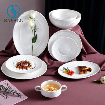 China El servicio de mesa blanco puro de la porcelana de Savall HoReCa fija el PB redondo libre en venta