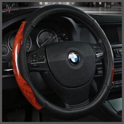 China PU Wood Grain Wheel Cover PU Leather Steering Wheel Cover Car for sale