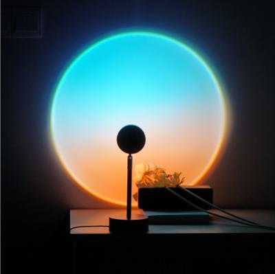 China New EUROPEAN sale! Sunset Lamp RGB Rainbow Live Broadcast Bedside Sunset Atmosphere Lamp Living Room Bedroom Living Room Projection Table Lamp for sale