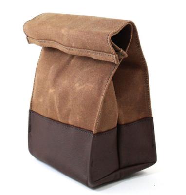 China Wholesale Custom Thermal Logo Cheap Waxed Canvas Lunch Bag Fashion Classic Insulated Vintage Lunch Bag for sale