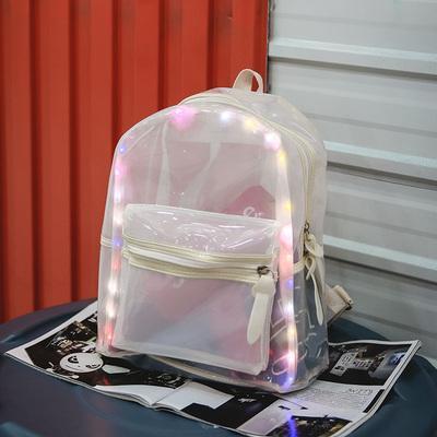 China Lightweight Reflective Cool Reflective Led Backpack Zipper And Latch Transparent PVC Backpack High Quality Schoolbag For Student for sale