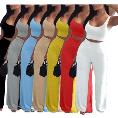 China New Arrival 2021 QUICK DRY Two Piece Women Clothing Summer Fashion High Waist Vest 2 Piece Sets Outfit For Ladies for sale