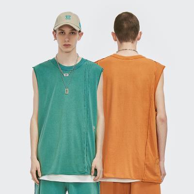 China ODM Vintage Cotton QUICK DRY Tank Tops And Shorts Embroidery Set Mens Summer Hip Hop Oversized Tracksuit for sale