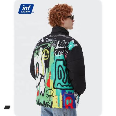 China Custom made viable thick warm fun zipper winter parka hand painted jacket for men for sale