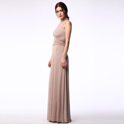 China Wholesale Anti-static Sleeveless Elegant Rose Embroidered Equalizing Dinner Dress Long for sale