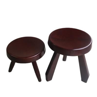 China (Other) Home Made Modern Small Round Walnut Black Color Solid Wood Natural Stool Adjustable for sale