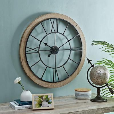 China Rustic Oversized Rustic Weathered Cottage Clock Minimalist 27inch Farmhouse Wall Clock Decorative for Living Room, Bedroom, Office for sale