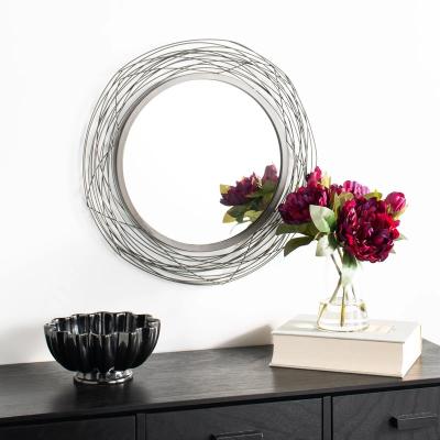 China Modern Round 90cm Wall Art Decor Bird's Nest Shape Metal Sight Mirrors For Living Room for sale