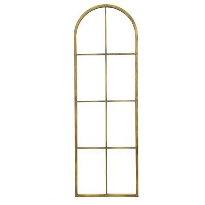 China Rustic Larger Samll Quantity Gold Metal Frame Wall /standing Floor Mirror Arched Decorative Vintage Shape Acceptable Living Room for sale