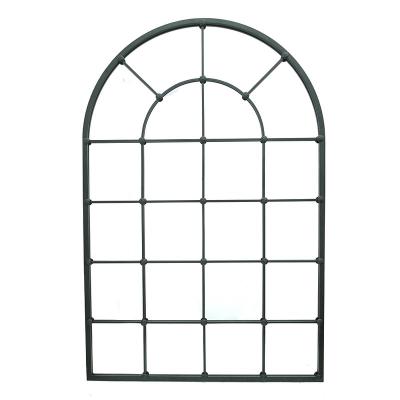 China Acceptable Samll Quantity Large Arched Black Shape Metal Frame Wall / Floor Standing Decorative Mirror Living Room for sale