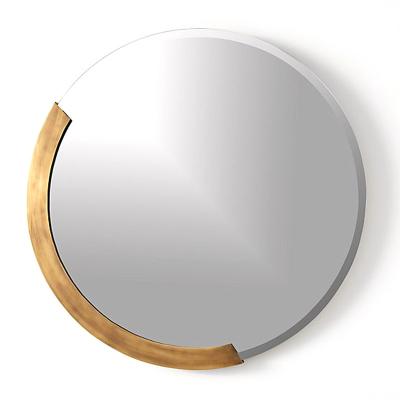 China Samll Quantity Gold Metal Frame Wall Mirror Acceptable Round Shape Bathroom /living Room Decorative for sale